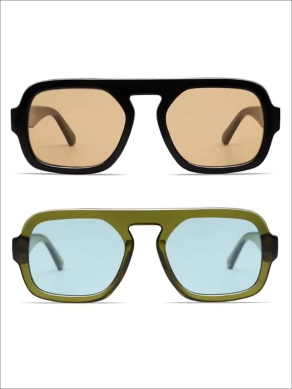 Retro Square Aviator Sunglasses UV400 Oversized Full Frame